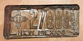 1938 Mexico Truck License Plate " 27888 " Nm 38 Ready For Restoration