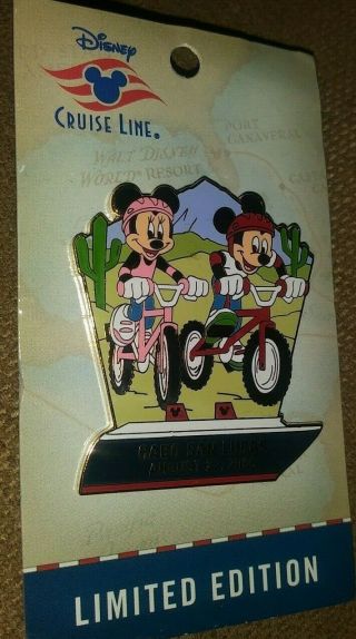 Disney Cruise Line Mickey & Minnie Mouse Riding Bikes Cabo San Lucas Pin Rare Le