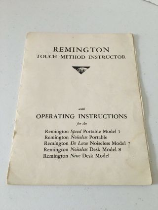 Vintage Remington Touch Method Typing Instruction Book W Operating Instructions