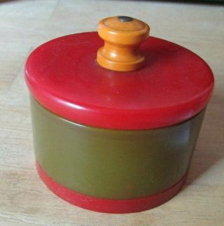 Bakelite Catalin Small Round Jar - Bright Colors - Vintage Box