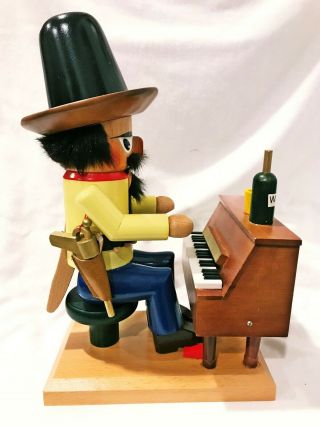Texas Cowboy On Piano Steinbach Nutcracker Rare Vintage Music Box 12 "