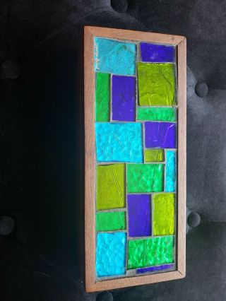 Vintage Georges Briard Glass Tile Mosaic Wood Box With Lid Mcm
