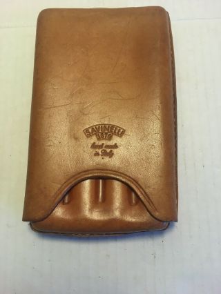 Vintage Leather Savinelli 4 Cigar Sleeve Holder Case