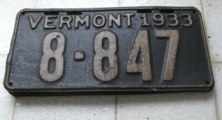 1933 33 Vermont Vt License Plate Tag Buy It Now Old Rustic Look Decoration