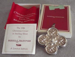 Mib 1986 Reed Barton Sterling Silver Christmas Cross Ornament Pendant Decoration