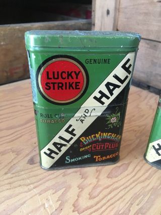 Vintage Lucky Strike Half - And - Half Smoking Tobacco Buckingham Tin Advertising 2