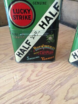 Vintage Lucky Strike Half - And - Half Smoking Tobacco Buckingham Tin Advertising 3