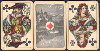 Antique Stralsund Bongout Playing Cards Rhine Aces C.  1890 Germany