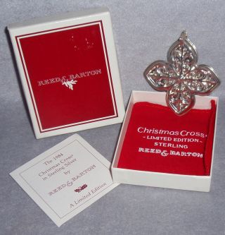 Mib 1984 Reed Barton Sterling Silver Christmas Cross Ornament Pendant Decoration