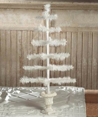 Bethany Lowe Design Feather Tree Ivory In Urn Base 26 Inches