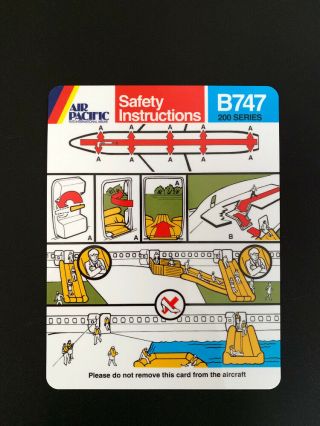 Safety Card Air Pacific Boeing 747 - 200