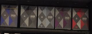 Theory 11 Jaqk Cellars Playing Cards Set,  5 Decks V1 - V5 Red Blue