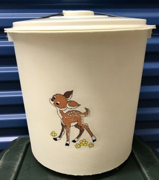 Vintage Loma Ft Worth White Disney Bambi Baby Hamper Diaper Pail Deer 1950s - 1990