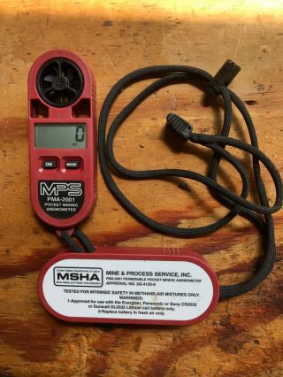 Msha Coal Mine Pocket Anemometer Mps Pma - 2001 In