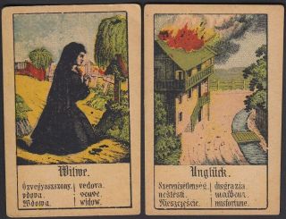 Antique Fortune Telling Cards Aufschlagkarten C.  1890 Germany / Austria