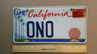 License Plate,  California,  Council Of Arts,  Vanity: Ono,  Yoko Ono,  Oh No