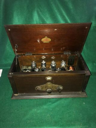 Antique King Model 80 Receiver Radio With 6 Tubes In Wood Case