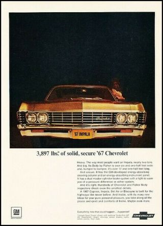 1967 Chevrolet Impala Vintage Advertisement Print Art Car Ad K106