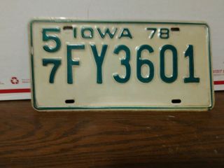Vintage Iowa License Plate 1978