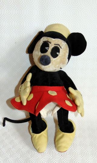 FABULOUS & x very rare 1930s Disney Minnie Mouse French O ' lis Cloth Doll 2