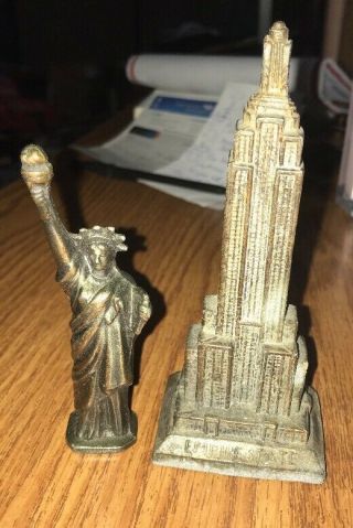 Vintage York Empire State Building & Statue Of Liberty Mini Metal Figure
