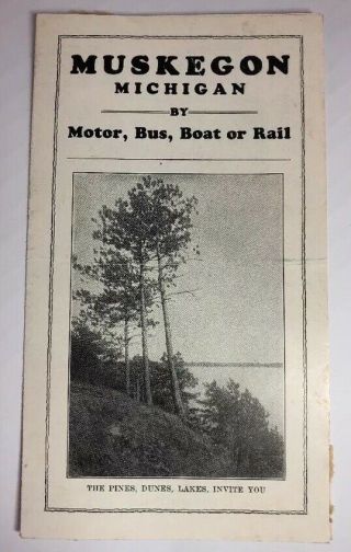 Antique 1920s Muskegon Mi Michigan Vintage Vacation Pamphlet Brochure