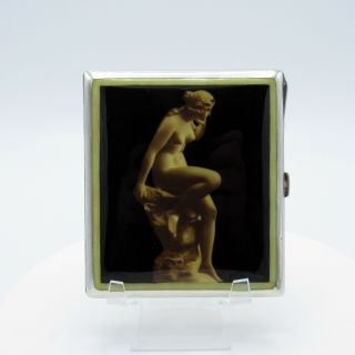 Antique Nude Enamel And 935 Sterling Case,  Nr