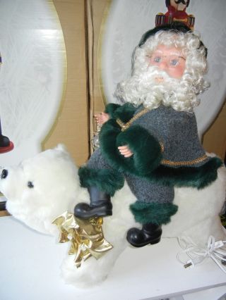 Large Animated Santa On Polar Bear Christmas Display Figure - Moves - Lighted