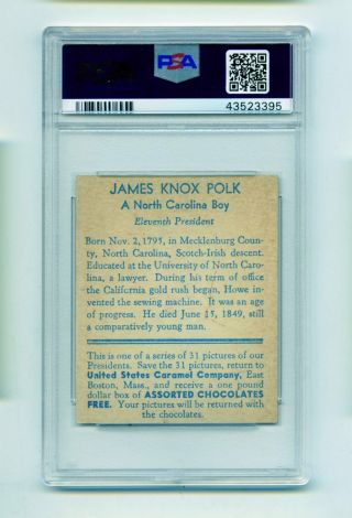 1932 U.  S.  Caramel President James K.  Polk Non Sports Card PSA EX 5 (Evans) 2