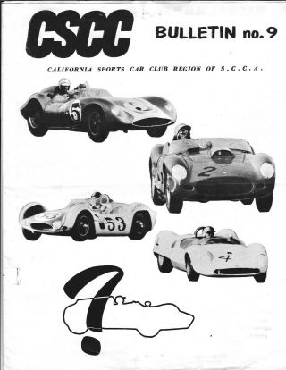 Cscc Bulletin 9 1962 Scca - California Sports Car Club Region Newsletter