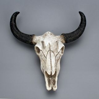 Cow Head Skull With Long Horn Wall Hanging Home Decor -