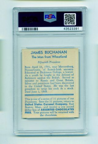1932 U.  S.  Caramel President James Buchanan Non Sports Card PSA EX - MT,  6.  5 Evans 2