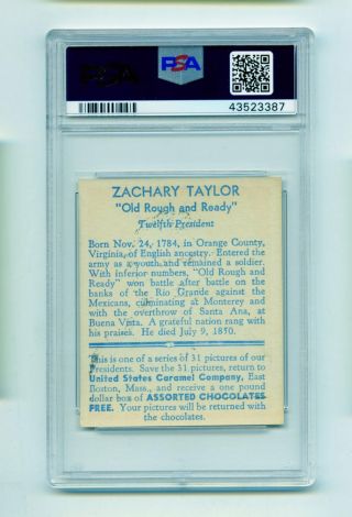 1932 U.  S.  Caramel President Zachary Taylor Non Sports Card PSA EX - MT,  6.  5 (Evans 2