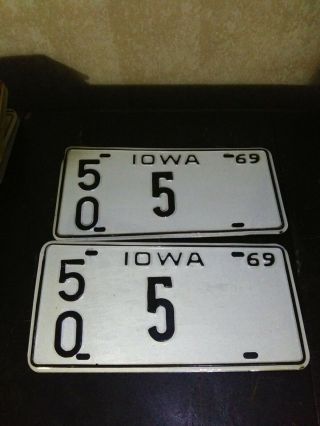 Pairs Of Iowa Truck License Plates Matching Single Digit No.  1 Low Number