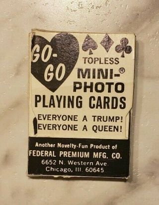 Vintage 1967 Mini - Photo Go - Go Topless Playing Cards Federal Premium Mfg Clubs