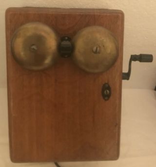 Antique Kellogg Candlestick Telephone with Oak Ringer Box 1900 ' s 2