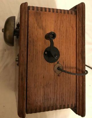 Antique Kellogg Candlestick Telephone with Oak Ringer Box 1900 ' s 4