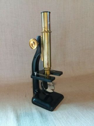 Vintage Bausch & Lomb Brass Metal Microscope 211436 w/ Dovetail Wood Box 3