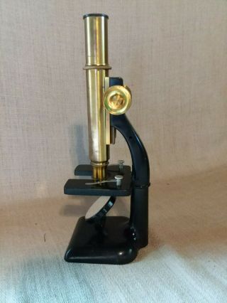 Vintage Bausch & Lomb Brass Metal Microscope 211436 w/ Dovetail Wood Box 4