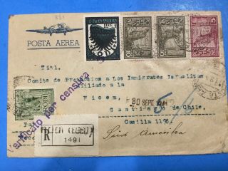 Holocaust 1941 Airmail Cover From Rodi To Chile Survivor From Rare C5