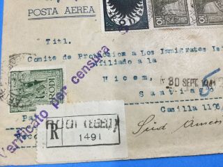 HOLOCAUST 1941 Airmail Cover From Rodi To Chile Survivor From RARE C5 3