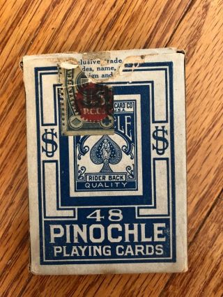 Vintage Tax Stamp 48 BICYCLE Pinochle Rider Back deck of playing cards. 2