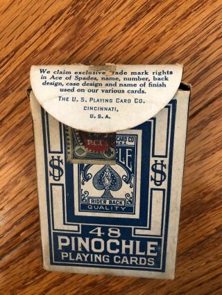 Vintage Tax Stamp 48 BICYCLE Pinochle Rider Back deck of playing cards. 5