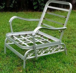 Vtg MCM Mid - Century Modern 60s Bunting Aluminum Patio Lawn Chair w Orig Cushions 4