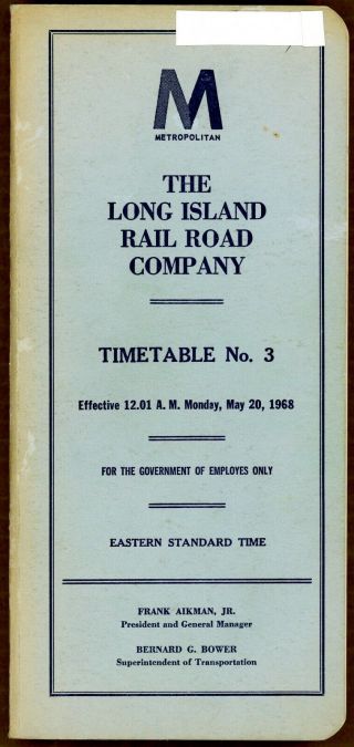 Long Island Rail Road Employee Timetable No.  3,  May 20,  1968