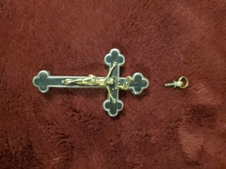 Antique Crucifix Reliquary Cross Ebony Pendant Hidden Compartment Religious