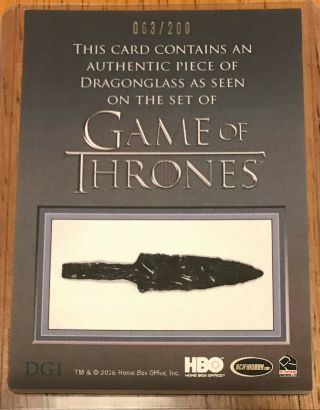 Game of Thrones Season 5 Rittenhouse Dragonglass Relic Card 063/200 2