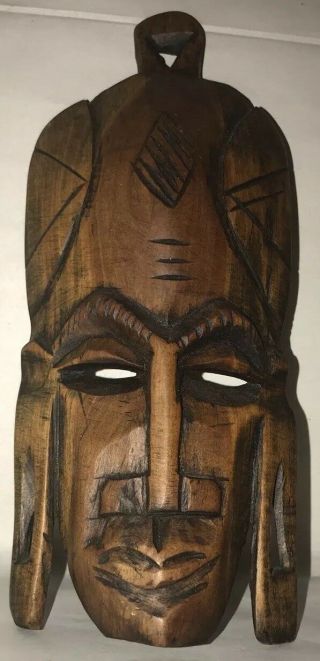 Vintage Hand Carved Crafted Wooden African Mask Elongated Ears Fast
