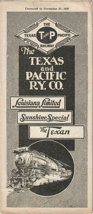 Texas & Pacific Railroad Railway Timetable November 27 1927