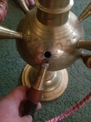 VINTAGE BRASS HOOKAH 50 INCHES TALL 6 HOSE 70 ' S ERA 5